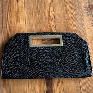 Black snakeskin Express clutch
